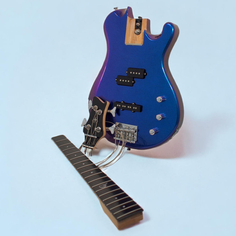 Overhead Electric Blue Purple Color-Shift Travel Bass Guitar - OEB990BP