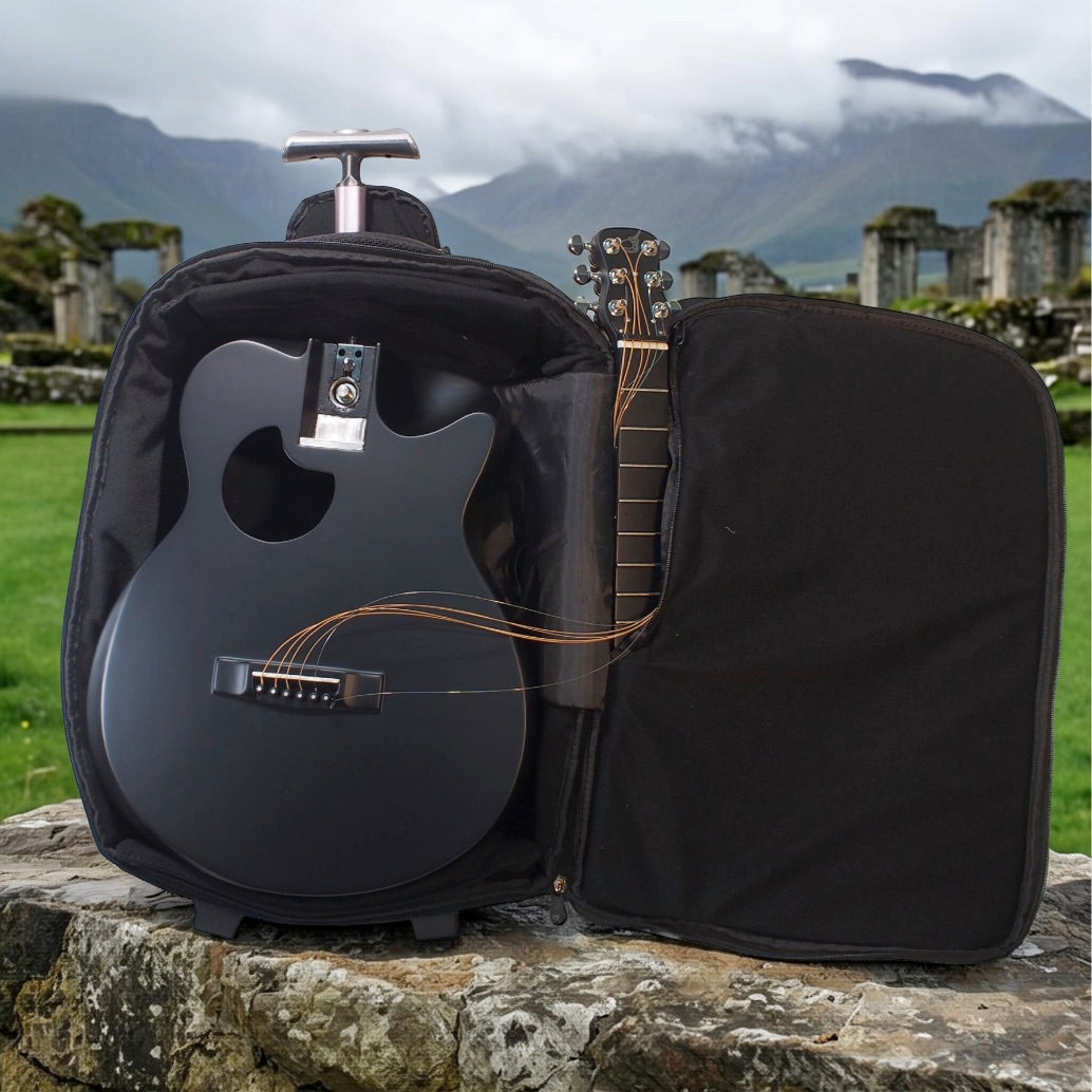Black Matte Carbon First Class Travel Guitar- FF660M – Journey