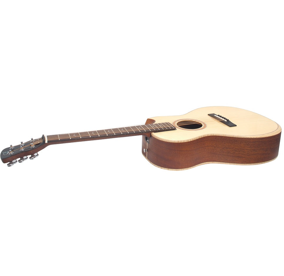 Solid Sitka / Solid African Mahogany Parlor Travel Guitar - FP412-13C