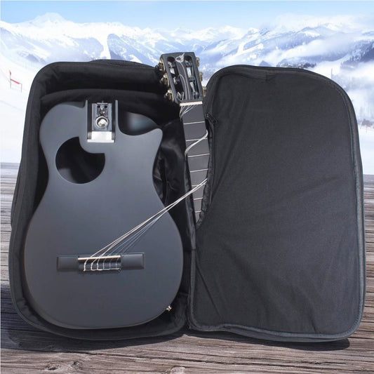 Black Matte Carbon Fiber Crossover Classical Travel Guitar- OC660M