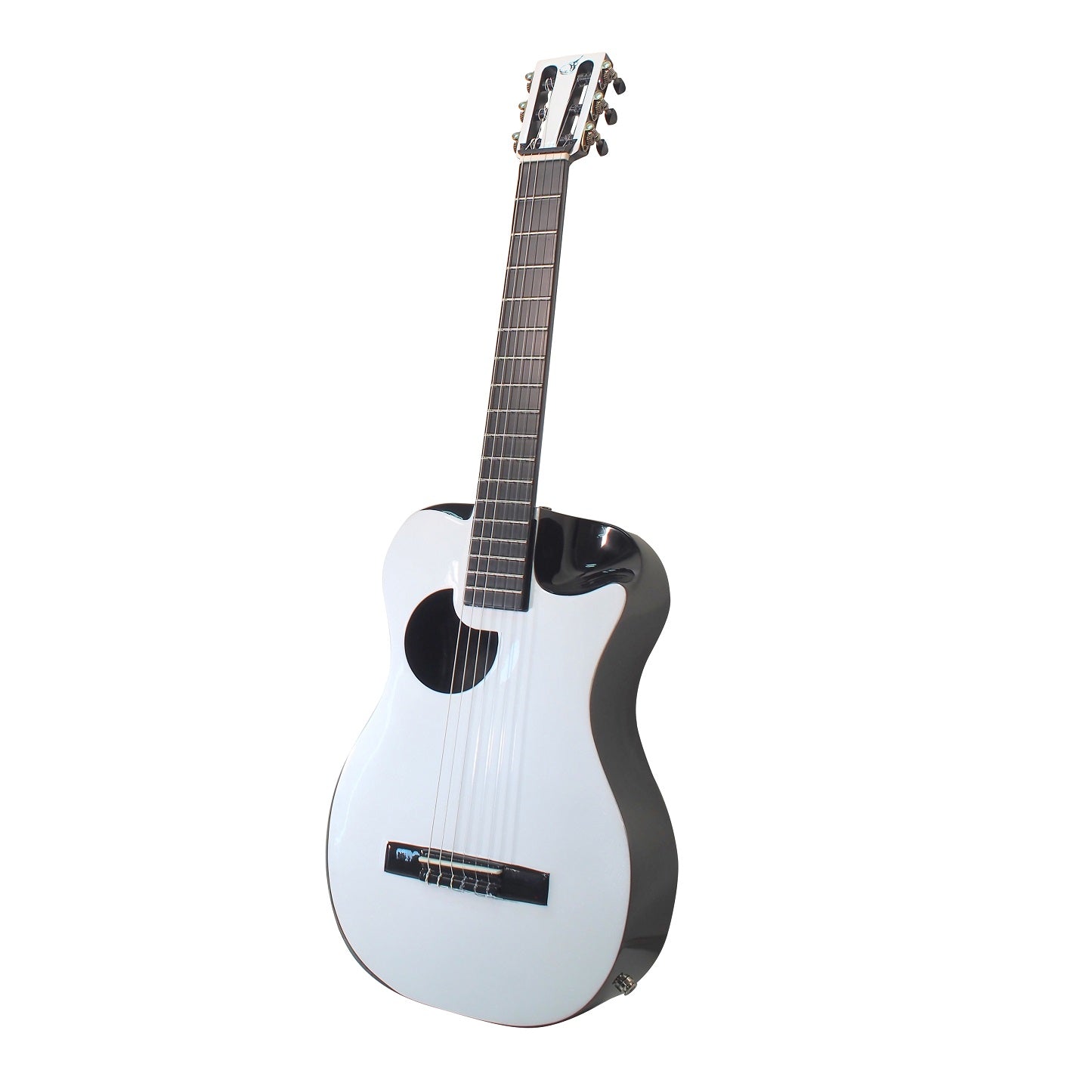 Gloss White Top Carbon Fiber Crossover Classical Travel Guitar- OC660W1