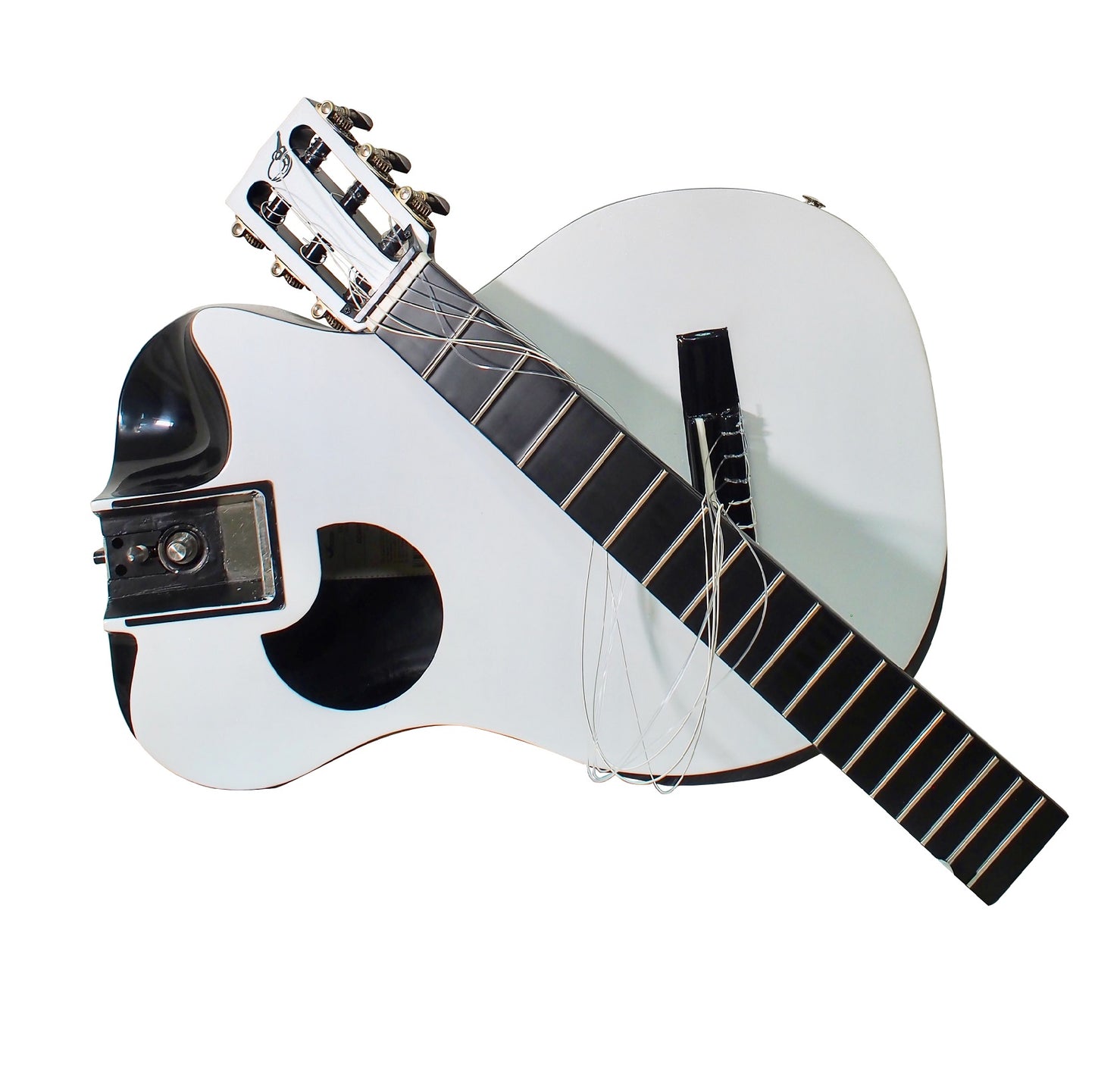 Gloss White Top Carbon Fiber Crossover Classical Travel Guitar- OC660W1