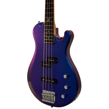 Overhead Electric Blue Purple Color-Shift Travel Bass Guitar - OEB990BP