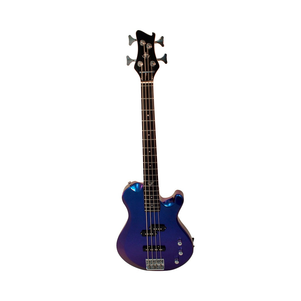 Overhead Electric Blue Purple Color-Shift Travel Bass Guitar - OEB990BP