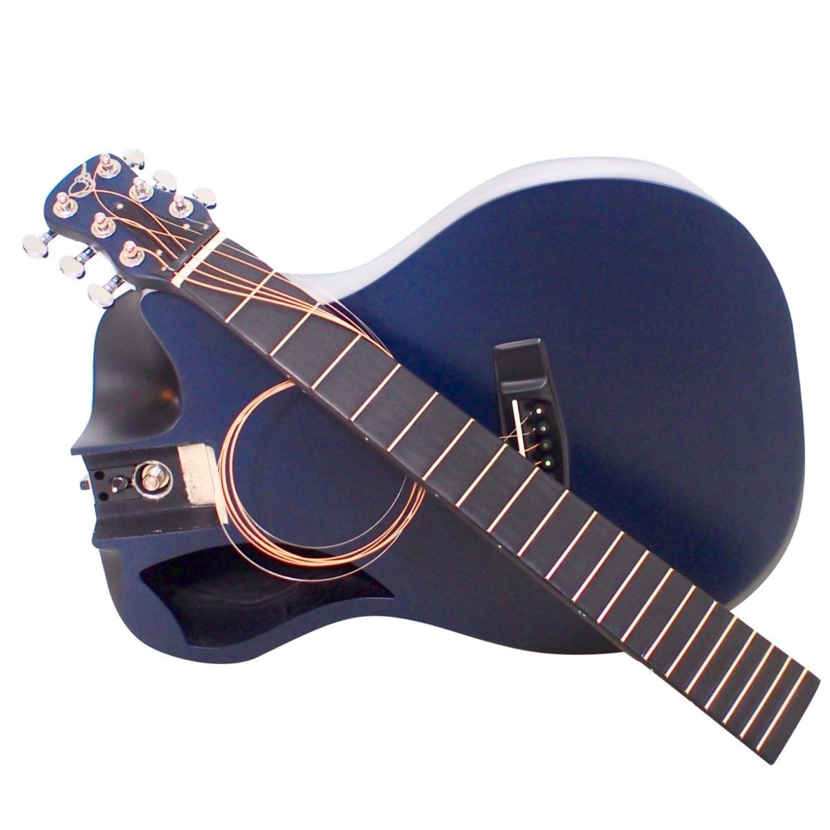 Blue Top Matte Carbon Travel Guitar - OF660B1M