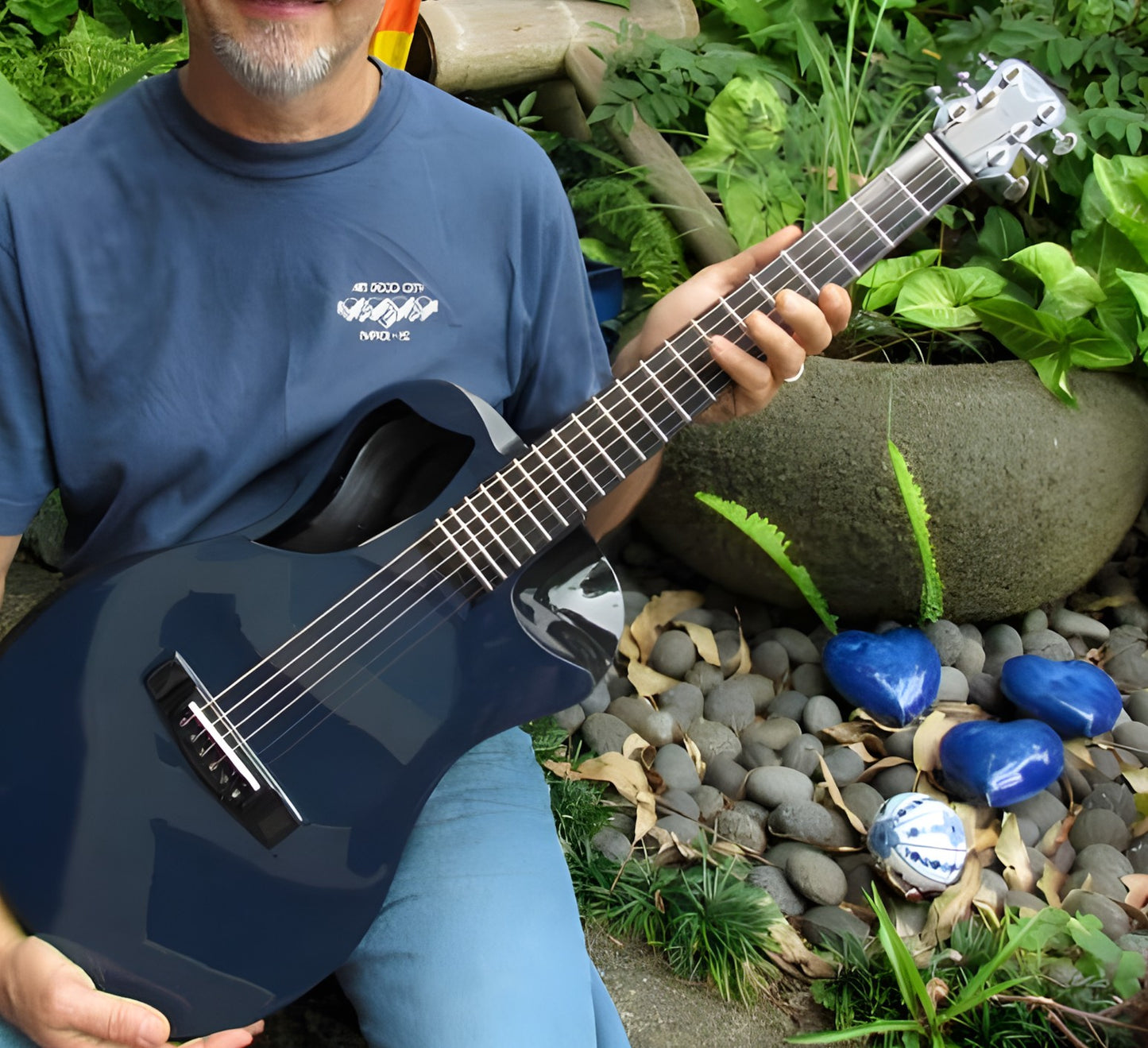 Blue Top Matte Carbon Travel Guitar - OF660B1M