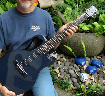 Blue Top Matte Carbon Travel Guitar - OF660B1M