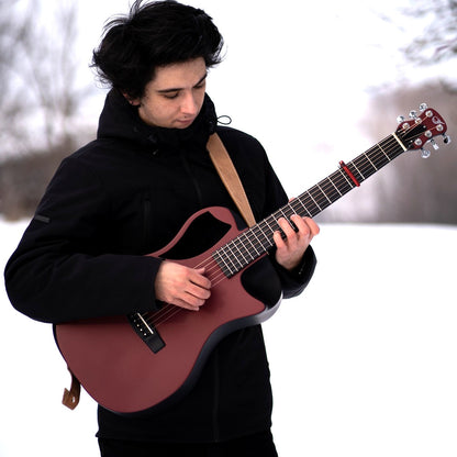 Burgundy Top Matte Carbon Travel Guitar - OF660R1M