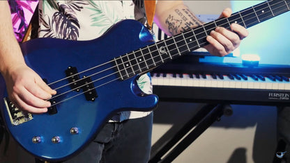 Overhead Electric Blue Purple Color-Shift Travel Bass Guitar - OEB990BP